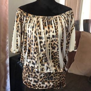 Leopard print off the shoulder top